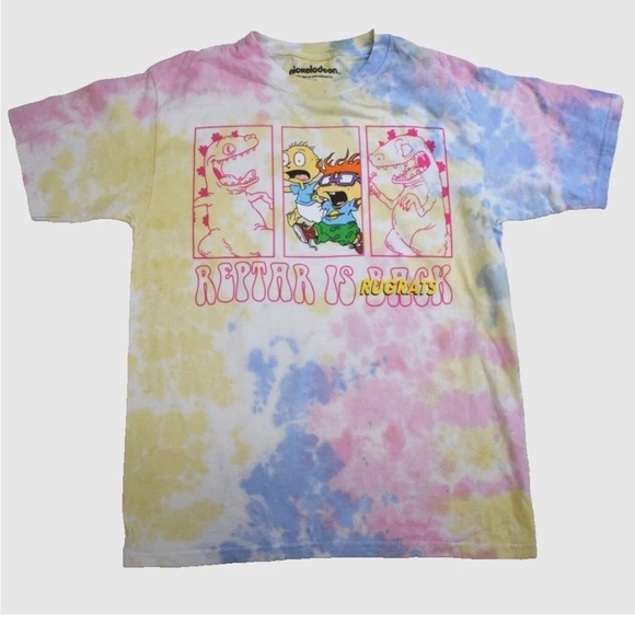 Nickelodeon Tops - Nickelodeon Juniors Rugrats Reptar Is Back Tie Dye Boyfriend Fit NWOT Large